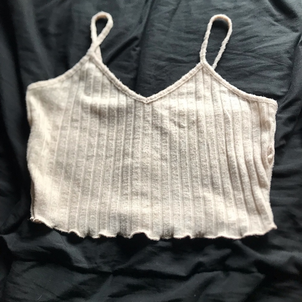 Cream Ribbed Knit Cami Top